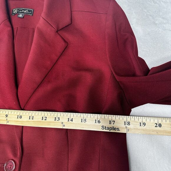 DG2 by Diane Gilman Ponte Knit Boyfriend Blazer Jacket Burgundy Size Medium - Picture 5 of 10